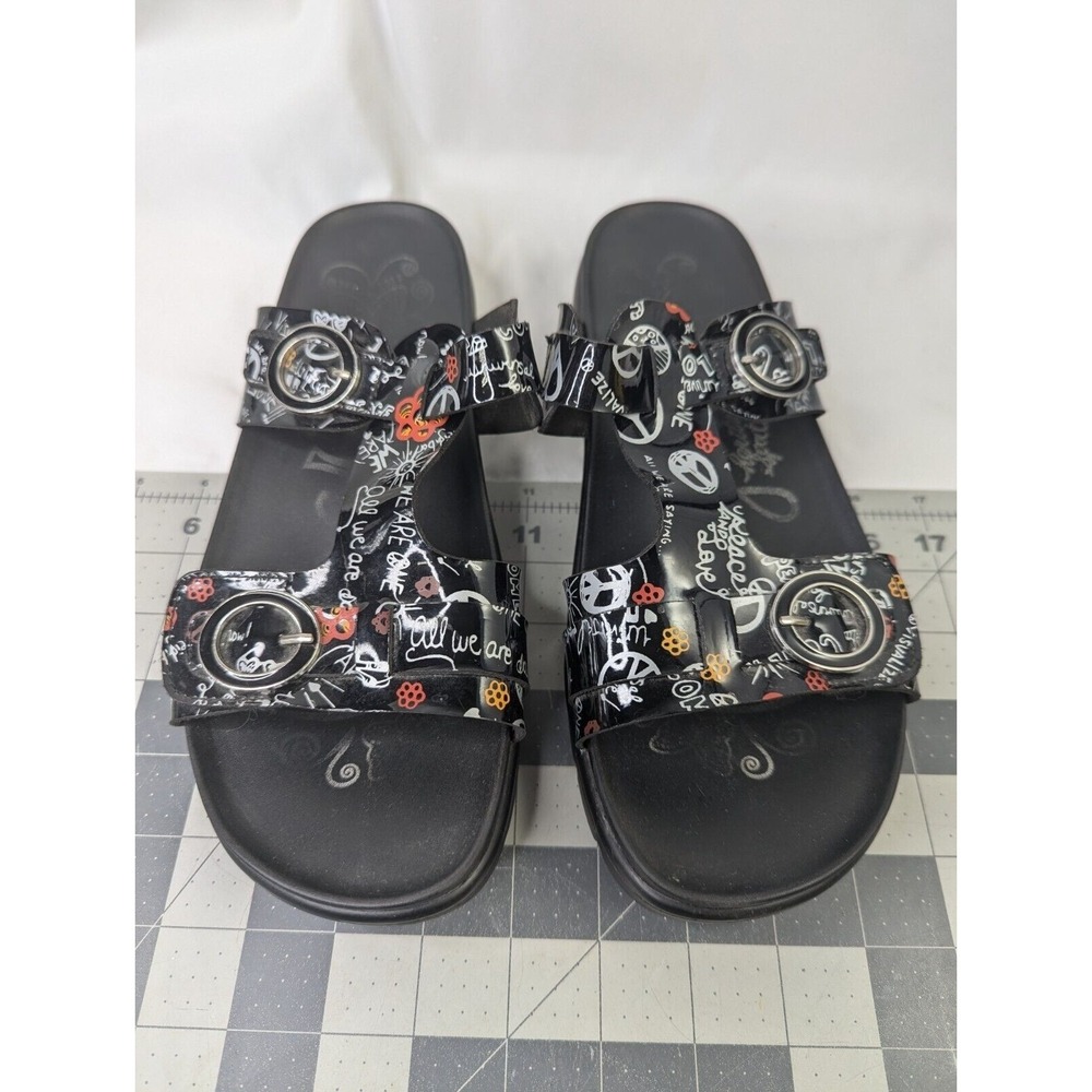 Alegria Vita Peace Love Black Sandals Womens 41 Adjustable